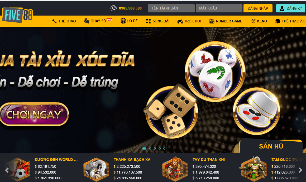 Đa dạng trò chơi tại game Five88